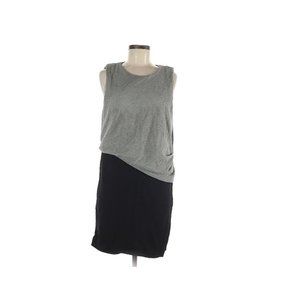 POPPYLARK Solid Black and Grey Casual Dress